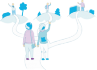 Ohjaa sureva eteenpäin. Surevan kohtaaminen -hankkeen kuvitusta.