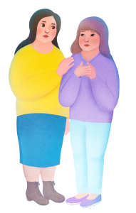 Osoita myötätuntosi, kuuntele ja ole läsnä. Surevan kohtaaminen -hankkeen kuvitusta. 