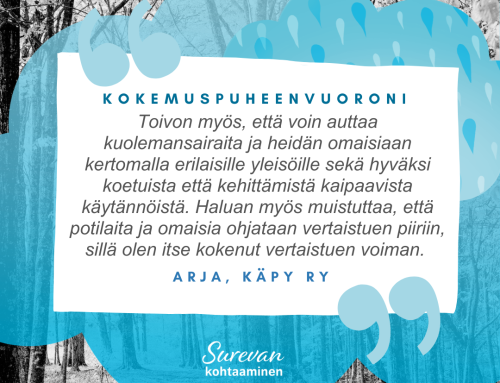 Kokemusasiantuntijana vaalin tyttäreni muistoa